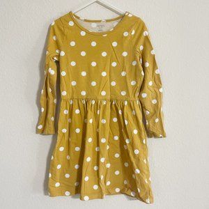 Carater's Girl's Casual Poka Dot long sleeve Dress in yellow and white